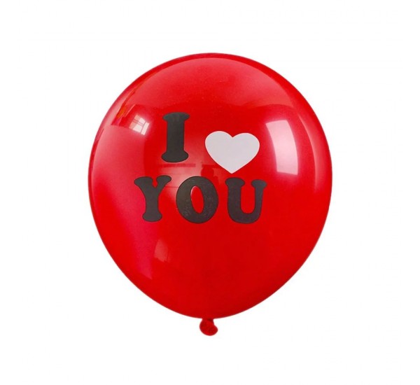 Kırmızı I Love You Baskılı Helyum Balon (Ek Ürün Olarak Satılır)